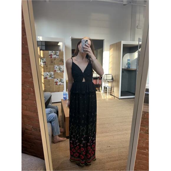 Sabina Musayev Selina Maxi Dress Black‎ Polka Dot Twisted Front Sleeveless Sz M - Picture 5 of 14